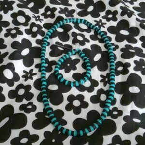 Green and Black necklace+ bracelet set